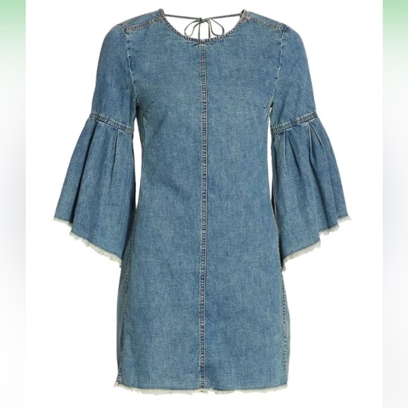 We the Free Reckless Bell-Sleeve Denim Mini - Size 2 - Picture 1 of 10